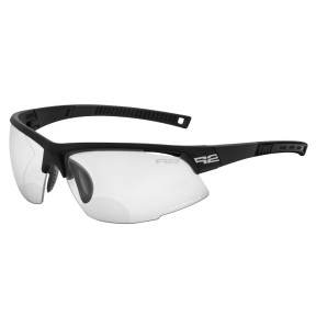 R2 Racer Sport Sunglasses, Matt Black, Clear To Gray, Bifocal +1.5