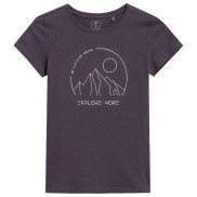 4F F387 Girl's T-Shirt With Print, Dark Violet