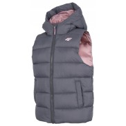 4F JKUDP002 Girls Down Vest, Dark Grey