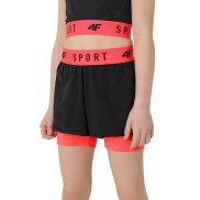 4F JSKDF001 2in1 Girls Shorts, Black/Red