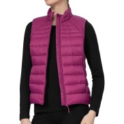 4F KUDP001 Women's Quilted Puffer Vest Without Hood, Dark Pink