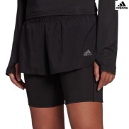 adidas Run Icons Two-in-One Women's Running Shorts, Black