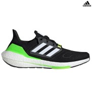adidas Ultraboost 22 Men's Shoes, Core Black/Cloud White/Solar Green