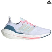 adidas Ultraboost 22 Women's Shoes, White/Grey/Blue