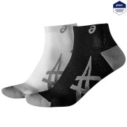Asics 2 Pairs of Unisex Low Socks, Black/White