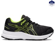 Asics Gel-Contend 7 PS Kid's Shoes, Black/Hazard Green