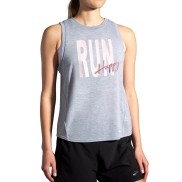 Brooks Distance Graphic Tank Women's Running Top, Heather Ash