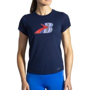 Brooks Distance Graphic Women's Short Sleeve, Navy