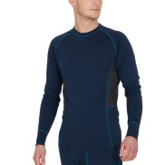Endurance Lapas Men's L-S Wool Mesh Baselayer Tee, Navy