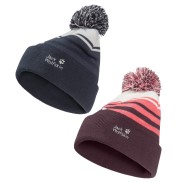 Jack Wolfskin Stripy Pompom Winter Beanie - Kids