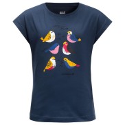 Jack Wolfskin Tweeting Birds Girl's Cotton Tee, Dark Indigo