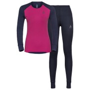Odlo Active Warm Women's Base Layer Set, Dark Sapphire/Beetroot Purple