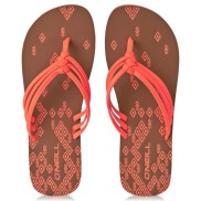 O'Neill 3-Strap Ditsy Flip Flops, fluoro peach