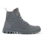 Palladium Pampa Hi Zip Leather S Woman's, Gray Flannel