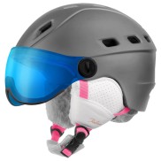 Relax Helma Polar Visor Women's Ski Helmet, Matt Grey/Pink | Sieviešu Slēpošanas Ķivere