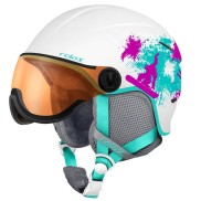 Relax Kids Ski Helmet Twister Visor, White/Mint/Pink