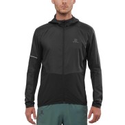 Salomon Agile Wind Men's Full Zip Hooded Jacket, Black