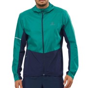 Salomon Agile Wind Men's Full Zip Hooded Jacket, Green/Dark Blue