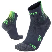 UYN Men's Run Fit Socks, Anthracite/Lime Green