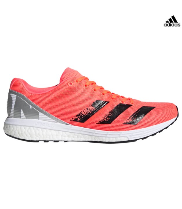 adidas Adizero Boston 8 Men's Shoes, Coral/Black/White
