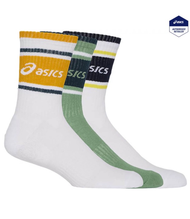 Asics 3 Pack Asics Logo Crew Socks, Multi Colors
