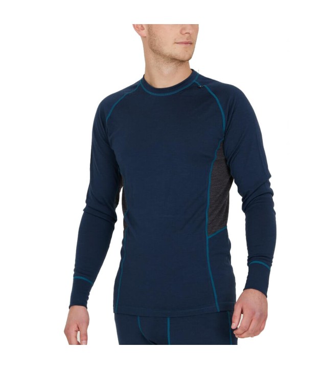 Endurance Lapas Men's L-S Wool Mesh Baselayer Tee, Navy