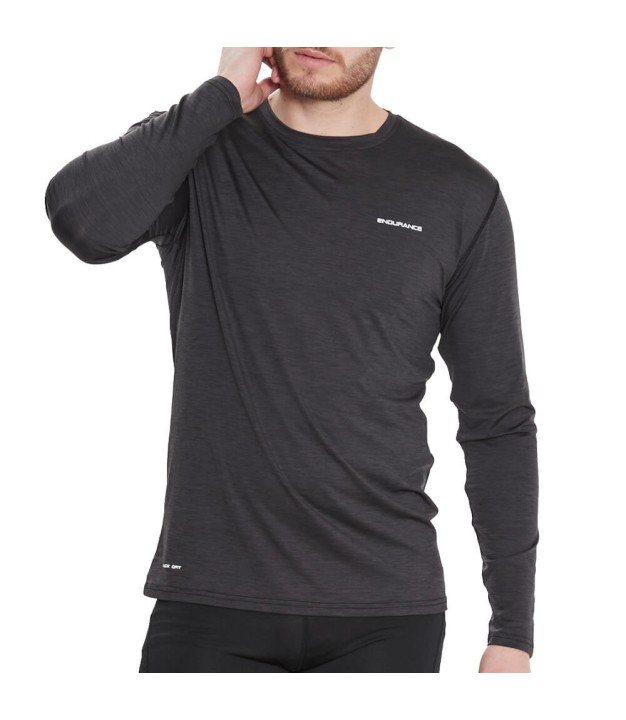 Endurance Mell Men's Melange L-S Tee, Black