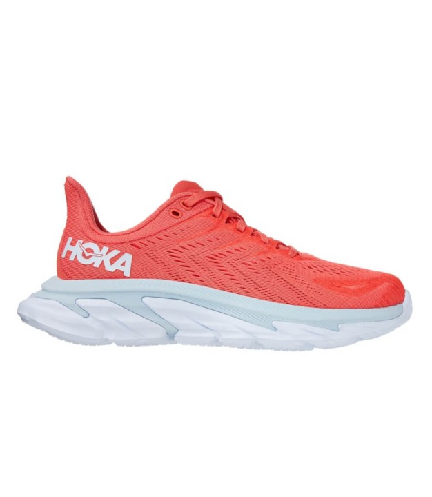 Hoka Clifton Edge Women's Running Shoes, Hot Coral/White