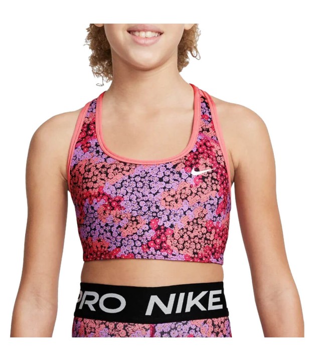 Nike Dri-Fit Swwosh Reversible Girls Bra, Pink/Multicolor