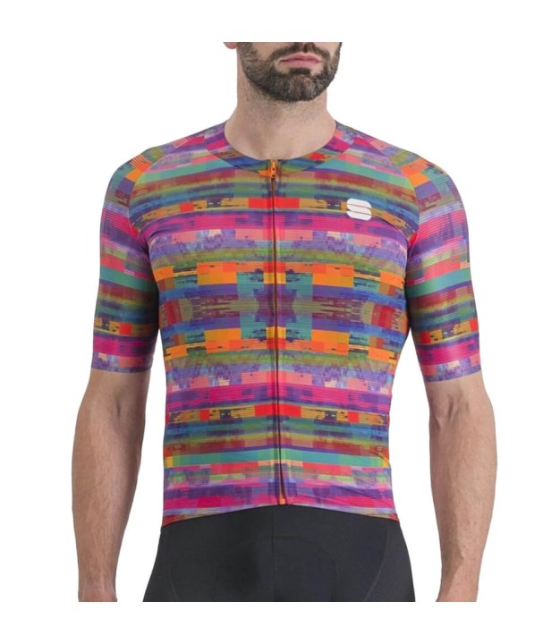 Sportful Glitch Bomber Men's Jersey, Multicolor Pink